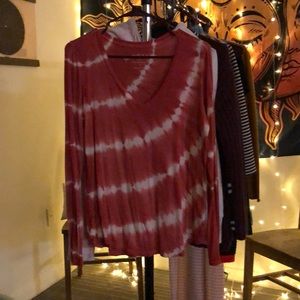 Super soft v neck tye dye long sleeve rose pink